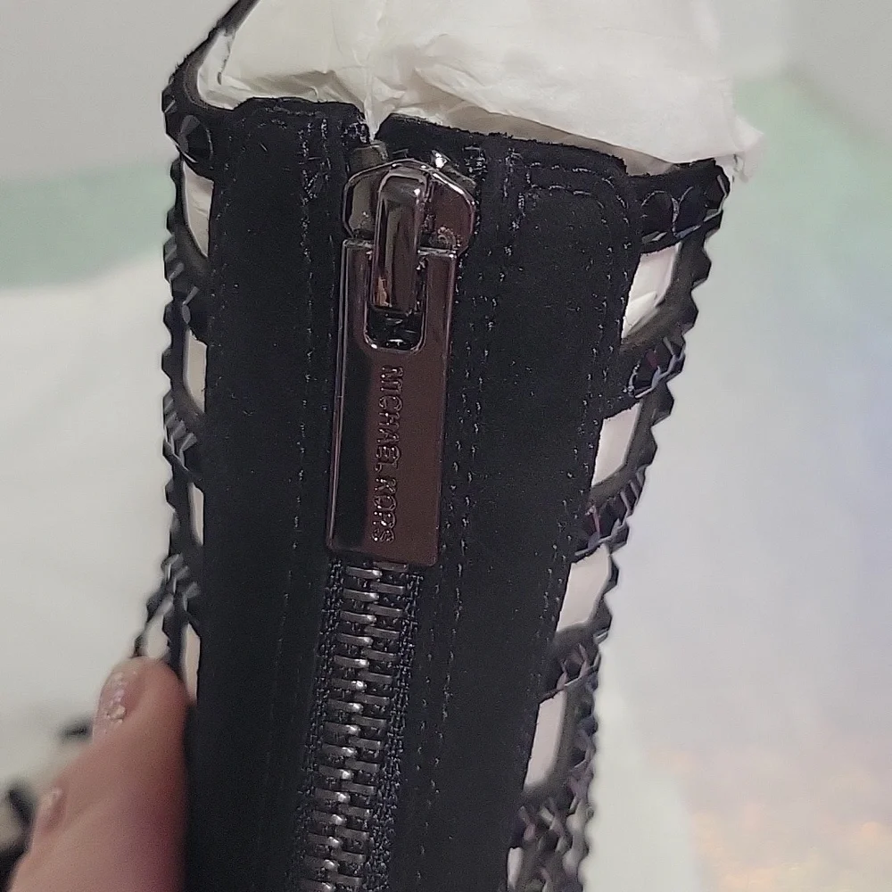 Michael Kors Kors Crystal Suede Cage Sandals Heels Rhinstone SZ:7.5 - Picture 7 of 8